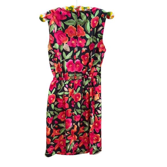 Floral Midi Dress Size 8 Sleeveless Ties at Waist Sag Harbor Knee Length - Picture 4 of 4